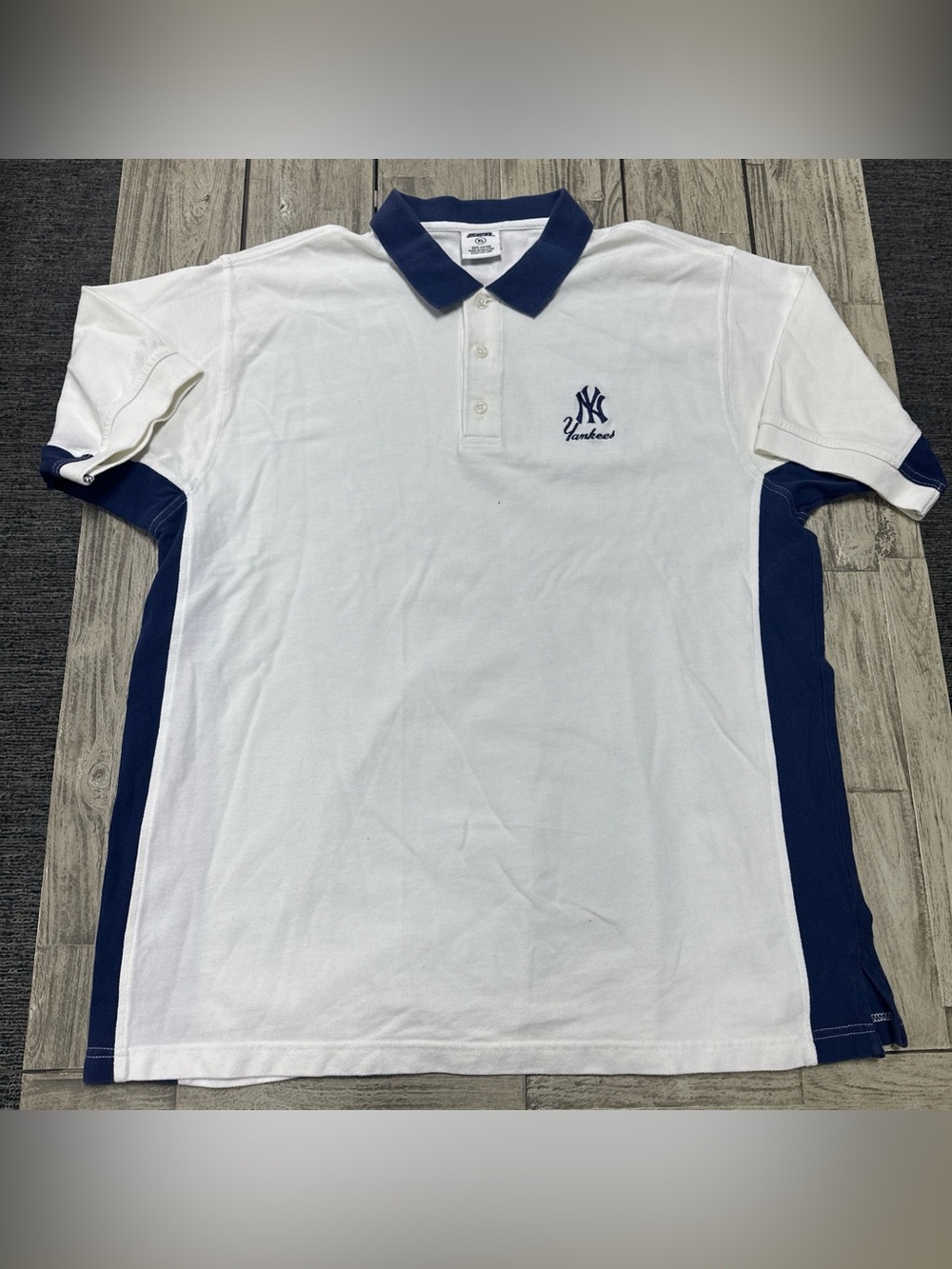 Vintage Y2K CSA New York Yankees Polo XL White Navy MLB Retro Preppy Embroidery